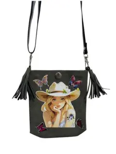 フリンジ付きオリジナルプリントカジュアルバッグ