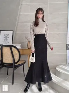 ラメスパンコールツイードマーメイドスカート［dk1282］