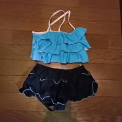 女の子用水着セット（水色・黒）
