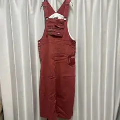 【最終値下げ】サロペット オールインワン レッド 刺繍入り フリーサイズ