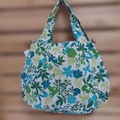 バンドメイド花と鳥柄トートバッグ　桃