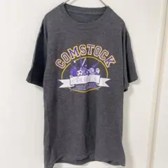 COMSTOCK【M】カレッジロゴ 半袖 Tシャツ グレー スポーツ柄 アメカジ