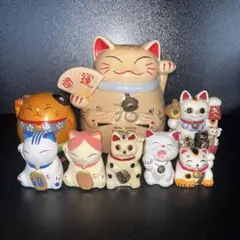 招き猫 8体 置物 貯金箱 縁起物 開運 福が来る 商売繁盛 千客万来 大入
