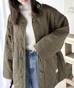 こ*ん様 JAVA ノーカラーキルティングコート