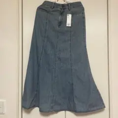 GU 今期！ ライトデニムフレアマキシスカート 　Ｌ