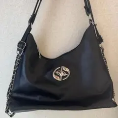 2way ブラック ショルダーバッグ チェーンストラップ