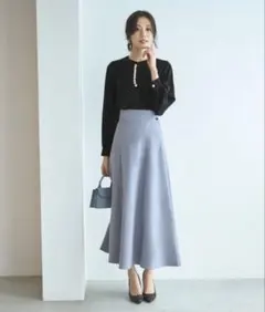 【新品】フレアスカート　ブルーグレーのサムネイル