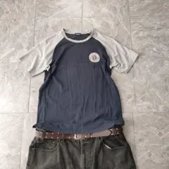 old uniqlo raglan tee gray navy　l