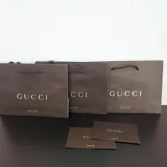 【GUCCI】ブラウン紙袋 ショッパー 3枚セット&カード2枚