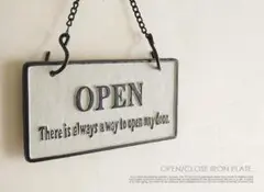 OPEN/CLOSEアイアンプレートサイン/ドア開店閉店おしゃれ