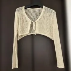 Ada. ベージュ メッシュ編み カーディガン