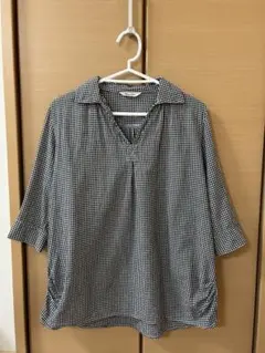 チェック　スキッパー　ブラウス　シャツ