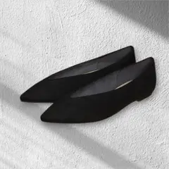 【極美品】LE TALON ルタロン Vカット フラットパンプス 黒 23.0