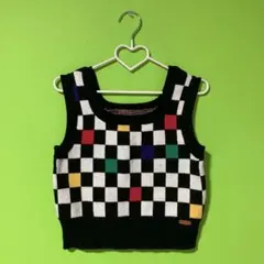 wiggle wiggle ニットベスト 韓国 ブロックチェック柄
