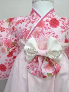 【あ様専用】No. 37 ラメ入り！　蝶々＆桜　女の子　ベビー袴　80cm