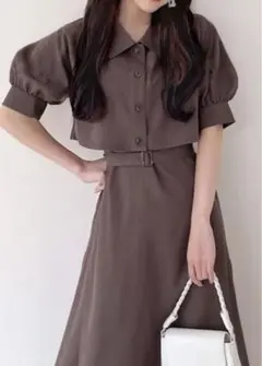 GRL ショート丈ジャケットXベルト付きジャンパースカートセットアップ