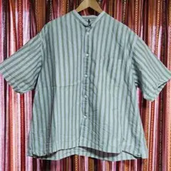 FAT SHIRTS by relume マルチストライプ　スタンドカラーシャツのサムネイル