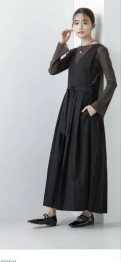 NANO universe プリーツジャンパースカート ノースリーブ ブラック