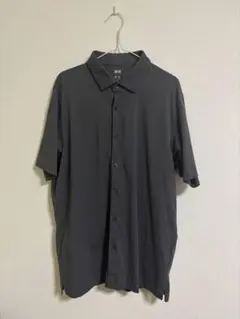 ユニクロ　UNIQLO エアリズムコットンフルオープンポロシャツ グレー（XL）