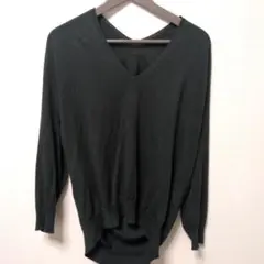 Rouge vif Vネックニット ダークグリーン