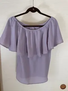 earth 半袖ブラウス　フリルが可愛い　ラベンダー色