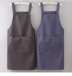 デニムエプロン C 2色 2枚セット 黒+紺 男女兼用 料理 DIY 園芸 掃除のサムネイル