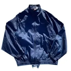 【90s】NIKE スウォッシュ ジップアップ ナイロンジャケット ネイビー L