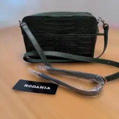 RODANIA 　グリーン ショルダー　ハンドバッグ　オーストリッチ　コンパクト