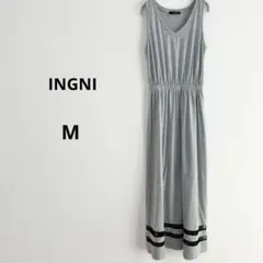 INGNI イング ノースリーブ ロングワンピース グレー シアー素材