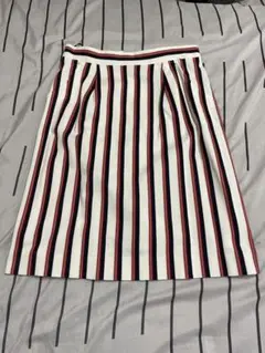 美品　組曲コットンスカート 2号　ターコイズストライプ