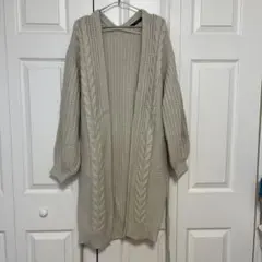 ケーブルニットロングカーディガン