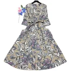 極美品　エスマックスマーラ　ロングワンピース　花柄　リボン✨　ポケット✨