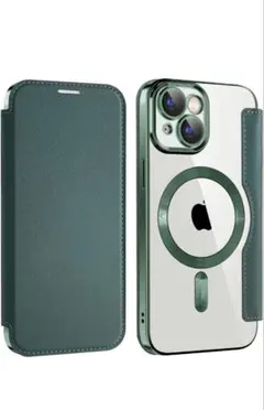 iPhone 15 手帳型ケース MagSafe対応カード収納　耐衝撃