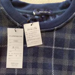 CURIOSTA　ニットカットソー　セーター ネイビー チェック柄 L