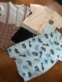 翌日発送❣️ サスペンダー風 ロンパース 3点セット