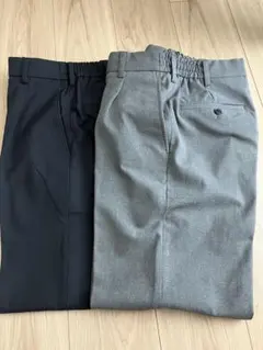 UNIQLO タックワイドパンツ スラックス XS グレー ネイビー2色セット
