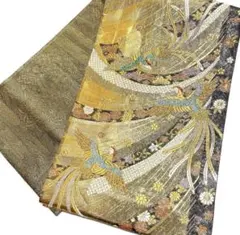 高級 正絹 唐織 片面全通リバーシブル 袋帯 華文 花文