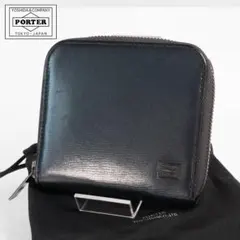 美品✨ポーター プリュム 二つ折り財布 ラウンドファスナー ネイビー レザーのサムネイル
