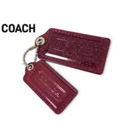 COACH コーチ バッグチャーム 2点セット ラメ ボルドー