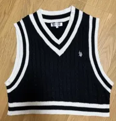 U.S. POLO ASSN. ニットベスト VネックMサイズ ネイビー