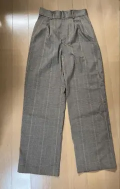未使用　ブラウンチェックパンツ　M