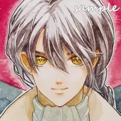 イラスト　原画　絵　手描き　アナログ　オリジナル　創作　色紙　男の子　吸血鬼