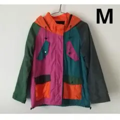 しまむら 配色 マウンテンパーカー M グリーン