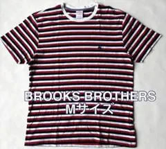 BROOKS BROTHERS TシャツMサイズ トリコロール赤紺白 ロゴ刺繍