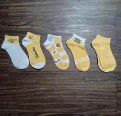 靴下 5足セット イエロー キャラクター柄