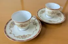 オールドノリタケ　デミタスカップ2個とソーサーセット　アンティーク