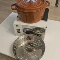 STAUB スチーマーセット 両手鍋 鋳物ホーロー 26cm オレンジのサムネイル