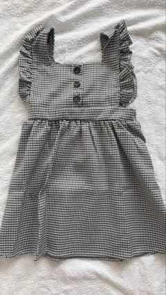 mamaraku千鳥格子 フリル ノースリーブ ワンピース90cm