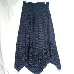 axes femme ストライプ アシメ ロングスカート