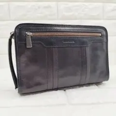 未使用級✨タケオキクチ クラッチバッグ ブラック レザー 牛革 ハンドストラップ